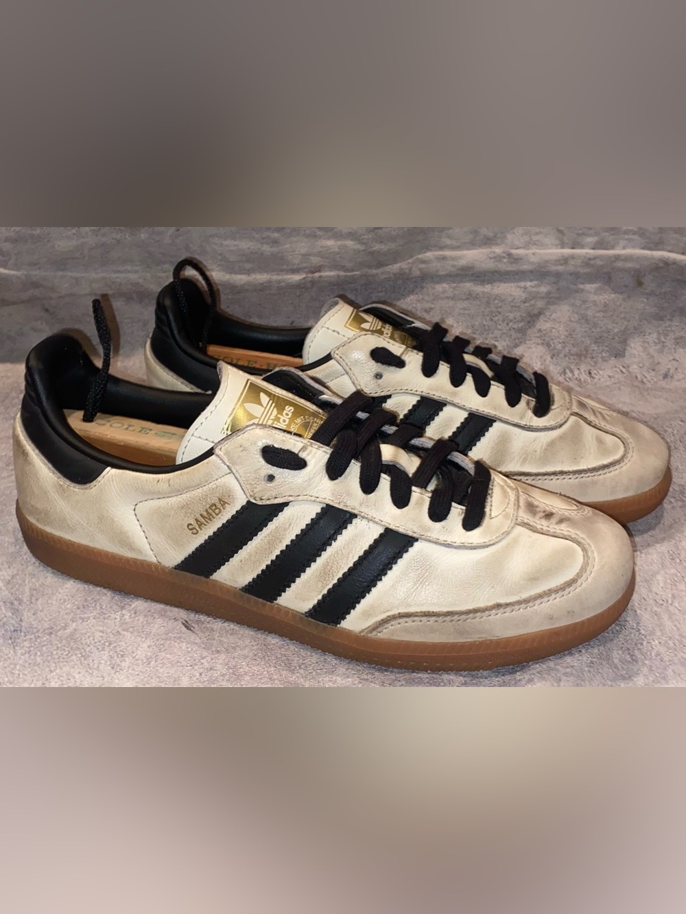 Adidas Samba LT Sneakers Trainers GAT Cream White Black Gum Sole 7.5 Women’s Vtg